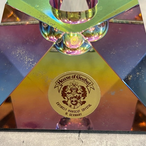 House of Goebel vintage W Germany lead crystal iridescent candle holders - Picture 16 of 16